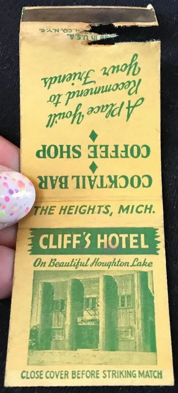 Cliffs Hotel (Heights Inn) - Matchbook (newer photo)